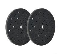 Rackumic Almohadilla de lijado de 150 mm, almohadillas de interfaz de esponja suave con 70 agujeros para lijadora orbital, tareas de pulido y acabado, color negro, paquete de 2