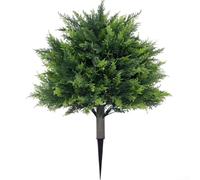 Rackumic Árbol de bola de boj artificial, 1 pieza, planta falsa con protección UV para arbusto con estaca, 60 cm de altura, color verde para decoración de interiores de jardín, césped, paisaje (estilo
