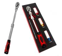 Rackumic Llave de trinquete de 72 dientes para accionamiento de 1/2 pulgada con mango extensible y función de liberación rápida con enchufes de 17 mm, 19 mm, 21 mm para trabajo mecánico