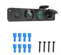 Rackumic Panel de interruptor basculante de 3 puertos 3.1 A USB para cargador con indicador LED para RV, barcos, camiones, material ABS, 195 x 42 mm, color rojo, incluye terminales de panel, tornillos