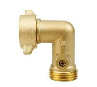 Rackumic Válvula de cierre de codo de latón de 90 grados, conector de manguera de jardín a prueba de fugas de un solo paso para grifo, RV, riego de césped, construcción de metal, 55 x 47 mm, oro T