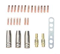 Rackumic Weldingfor MIG15AK - Antorcha de soldadura con puntas de contacto de cobre en tamaños de 0,8 mm, 1,0 mm, 1,2 mm, más boquillas de gas y llave inglesa para bricolaje profesional