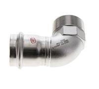 Racor a presión codo de 90 grados - 42 mm hembra y R 1-1/2'' macho - Acero inoxidable