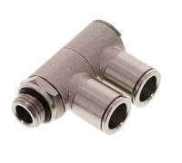 Racor de 2 vías con rosca macho 10mm x G1/4'' Latón NBR Giratorio