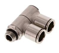 Racor de 2 vías con rosca macho 12mm x G1/4'' Latón NBR Giratorio