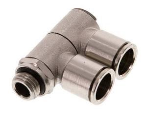 Racor de 2 vías con rosca macho 12mm x G1/4'' Latón NBR Giratorio