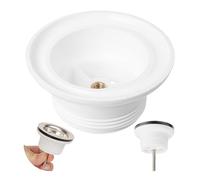 Racor de fregadero de repuesto, Ø 1 1/2", marco inferior de PP en blanco, con tuerca de latón, pieza de repuesto para el grifo del fregadero de la cocina, racor sifónico estándar, para grifo universal