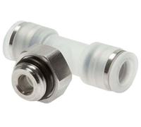 Racor en T de 12mm x G1/2'' con rosca macho PA/acero inoxidable EPDM giratorio FDA