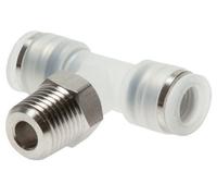 Racor en T de 4mm x R1/8'' con rosca macho PA/Acero inoxidable EPDM giratorio FDA