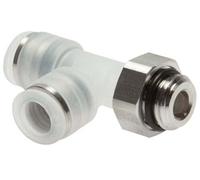 Racor en T en ángulo recto de 10mm x G1/2'' con rosca macho PA/acero inoxidable EPDM giratorio FDA