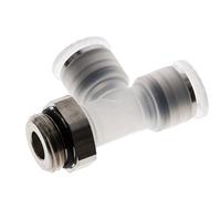 Racor en T en ángulo recto de 12mm x G1/2'' con rosca macho PA/Acero inoxidable EPDM giratorio FDA