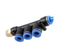 Racor neumático de 2 vías con conexión rápida de e Conector neumático PKB de 5 vías for aire y agua, rosca macho 4-10mm OD 1/8-3/8"(Pkb8-01)