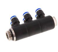 Racor rápido de 6 mm x G3/8'' con rosca macho latón/PA 66 NBR giratorio