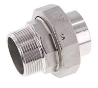 Racor recto de unión R1 1/2'' Macho x 48,3mm Extremo para soldar Acero inoxidable Junta plana PTFE 16bar (224,8psi)