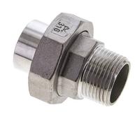 Racor recto de unión R1'' Macho x 33,7mm Extremo para soldar Acero inoxidable Junta cónica 16bar (224,8psi)