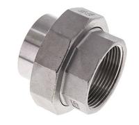 Racor recto de unión Rp1 1/2'' Hembra x 48,3mm Extremo para soldar Acero inoxidable Junta plana PTFE 150bar (2107,5psi)