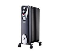EDM Calentador eléctrico de pared Black Edition 1500 W 8 elementos sin aceite gris