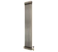Radiador clásico de dos columnas con termostato regulador de ambiente (TRV) - 1500 x 290 mm - Acabado en metal sin tratar