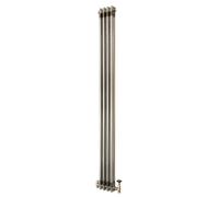 Radiador clásico de dos columnas con termostato regulador de ambiente (TRV) - 1800 x 200 mm - Acabado en metal sin tratar