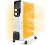 Radiador de aceite, 2500W. Radiador de aceite de bajo consumo energético, calefactor eléctrico con termostato variable y 3 niveles de potencia. Control de temperatura continuo. Protección contra sobre