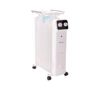 Radiador de aceite equipado con piloto de funcionamiento y sistema de seguridad ante caídas y sobrecalentamientos. tiene termostato ajustable y tres niveles de potencia. fabricado en acero inoxidable.