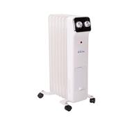Radiador de aceite equipado con piloto de funcionamiento y sistema de seguridad ante caídas y sobrecalentamientos. tiene termostato ajustable y tres niveles de potencia. fabricado en acero inoxidable.