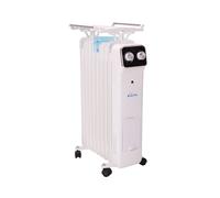Radiador de aceite equipado con piloto de funcionamiento y sistema de seguridad ante caídas y sobrecalentamientos. tiene termostato ajustable y tres niveles de potencia. fabricado en acero inoxidable.