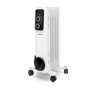 Radiador de aceite Orbegozo RS 1000, 5 elementos, termostato regulable, 3 potencias de calor, ruedas pivotantes multidireccionales, 1000 W