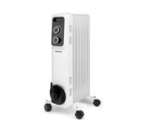 Radiador de aceite Orbegozo RS 1500, 7 elementos, termostato regulable, 3 potencias de calor, ruedas pivotantes multidireccionales, 1500 W