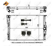 Radiador de agua Aletas refrigeración soldadas 56129 NRF para BMW 3 Touring 1 3