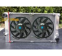 Radiador de aluminio + ventiladores para Pors-che 944 924S 924 S 2.5L 2.7L MT 1983-1991 (sin Turbo y S2) Core 500 mm x 328 mm