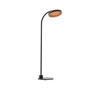 Radiador de calor de pie, 2000 W, eléctrico, resistente a la intemperie IP65, parrilla calefactora, diámetro de 44 cm, altura 223 cm, elegante diseño negro y dorado, pie estable