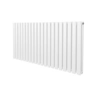 Radiador De Columna Ovalada 600mm x 1200mm Horizontal | Blanco | Acero | Montado en pared | Kit de fijación y soportes + Cepillo de limpieza GRATIS | Calefacción estufa calefactor