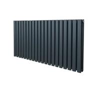 Radiador De Columna Ovalada 600mm x 1200mm Horizontal | Gris Antracita | Acero | Montado en pared | Kit de fijación y soportes + Cepillo de limpieza GRATIS | Calefacción estufa calefactor