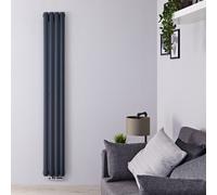 Radiador de Diseño Vertical Doble Con Conexión Central - Antracita - 1600mm x 236mm x 78mm - 610 Vatios - Revive Caldae