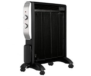 Radiador de Mica 2000W | Estufa de Mica Negro y Rojo | Radiador de Mica bajo Consumo | Silencioso Calefactor de Mica 4 Ruedas