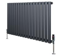 Radiador de panel con válvula termostática y cromados – 600 mm x 1020 mm – Gris antracita