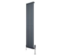 Radiador de panel con válvula termostática y válvula de cromo – 1600 mm x 360 mm – Gris antracita