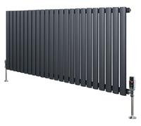 Radiador de panel con válvulas termostáticas de cromo – 600 mm x 1440 mm – Gris antracita