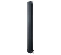 Radiador de tubos con 4 columnas y válvulas cromadas con termostato – 1800 mm x 200 mm – Gris antracita