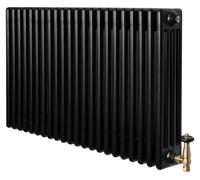 Radiador de tubos con 4 columnas y válvulas cromadas con termostato – 600 mm x 1010 mm –