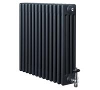 Radiador de tubos con 4 columnas y válvulas cromadas con termostato – 600 mm x 605 mm – Gris antracita