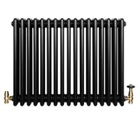 Radiador de tubos con 4 columnas y válvulas cromadas con termostato – 600 mm x 785 mm –