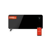 Radiador eléctrico bajo consumo evvo c cristal negro 2.000w, wifi