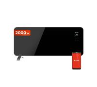 Radiador eléctrico EVVO Cristal, Wifi, 1000W - 2000W, Pantalla táctil, Mando a distancia, Temporizador, Blanco y negro