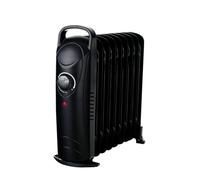 Radiador eléctrico de aceite, 800 W, calentador portátil de bajo consumo con 7 elementos calefactores, termostato con asa integrada antisobrecalentamiento, para habitaciones de hasta 25 m³, 38 × 14 ×