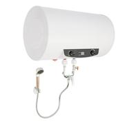 Radiador eléctrico de agua caliente de 70 l, 2000 W, LED, temperatura | Almacenamiento eléctrico con ducha de mano y accesorios de montaje en la pared, ahorra espacio, rango de temperatura de 35