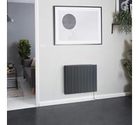 Radiador Eléctrico Inteligente de Calor Seco Mural Antracita de 900W con Cable de Conexión a la Red Eléctrica - 533mm x 595mm - Virtus - ECOSO por Hudson Reed