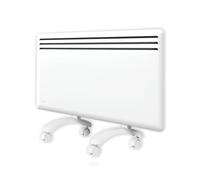 Radiador eléctrico Nobø NFK4N bajo consumo 1250W blanco con ruedas y montaje en pared, convector eléctrico con termostato inteligente NCU-2Te y temporizador, IP24, protección antihielo