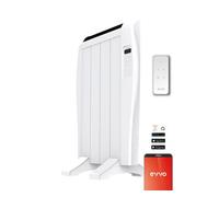 Radiador emisor térmico evvo c4 blanco, 600w, hasta 8m2, instalación suelo o pared, google home, 4 elementos, bloqueo infantil